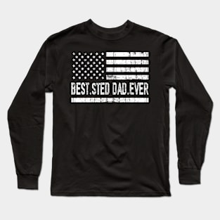 Father's Day Best Step Dad Ever with US American Flag Long Sleeve T-Shirt